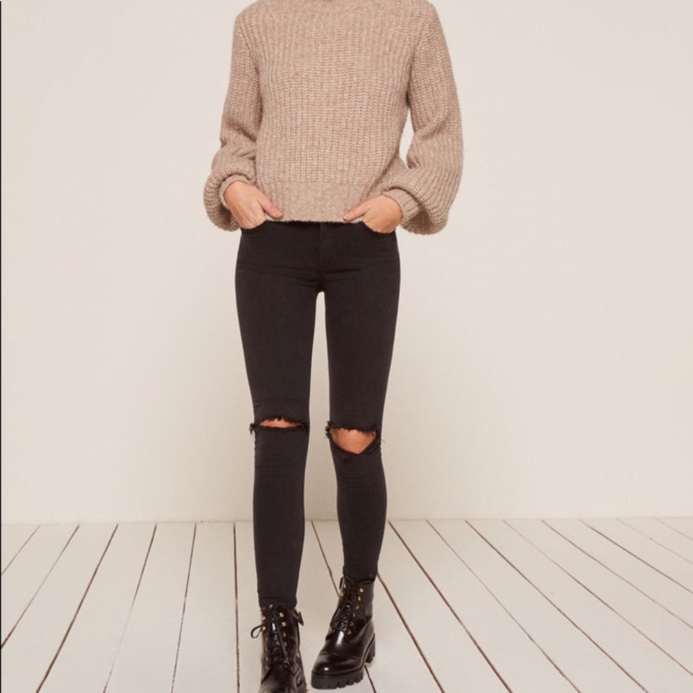 Reformation Mid Skinny Jeans in Destroyed